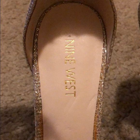 Nine West Gold Glitter Strap Heels - Picture 2 of 5
